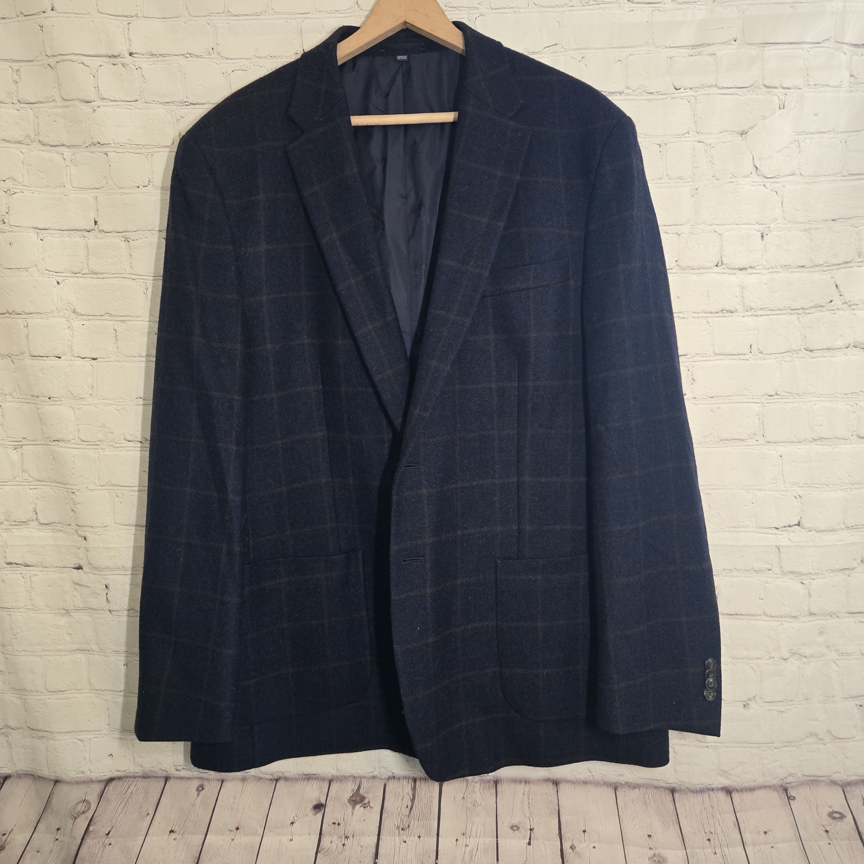 Jos A Bank 1905 Brr Comfort 50 Long Blue Plaid Blazer Suit Jacket Sport Coat